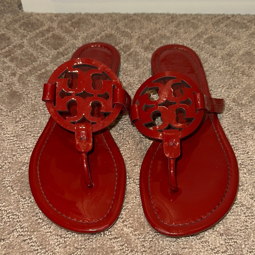 Tory Burch Cherry Red Thong Sandals
